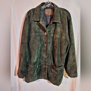 Vintage St. John's Bay Suede Leather Jacket In Green Size Large